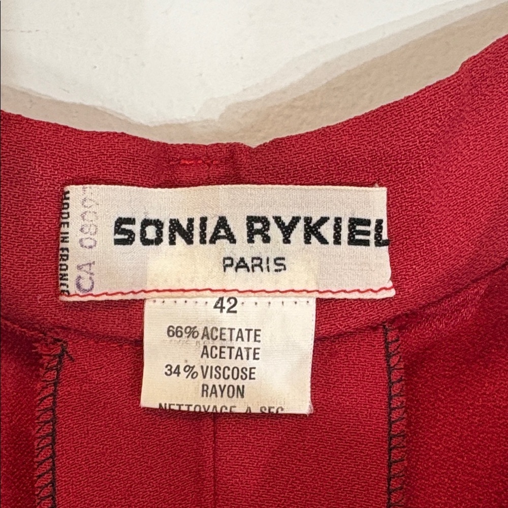 Sonia Rykiel Paris High Waist Wide Leg Trousers Red 42 small - Picture 7 of 10